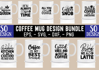 Coffee SVG T shirt And Mug Design Bundle