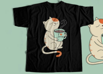 Coffee Cat T-Shirt Design