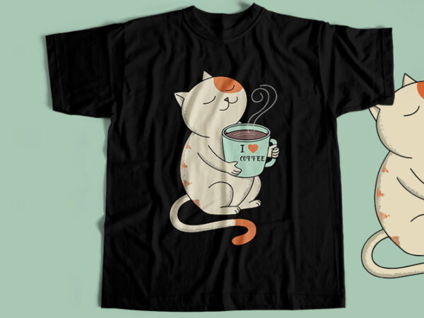 Coffee cat t-shirt design