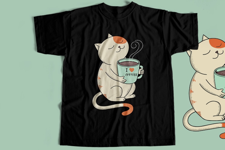 Coffee Cat T-Shirt Design