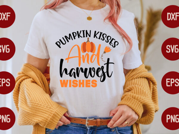 Pumpkin kisses and harwest wishes t shirt illustration