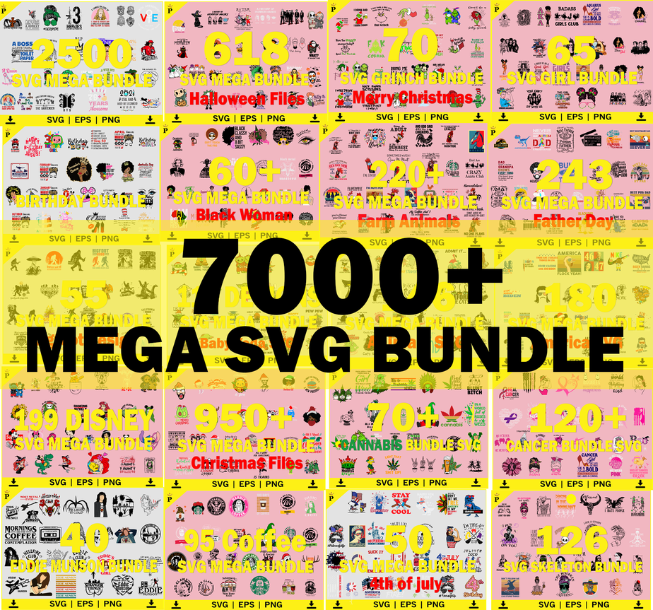 Mega Bundle 7000 Files Svg Png Dxf Eps Giga Bundle Tshirt Design Mega Bundle 7000 Files Svg Png Dxf Eps Giga Bundle Tshirt Design