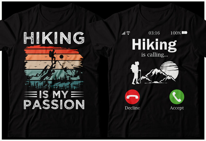 Hiking T-shirt Design Bundle, Hiking tshirt Bundle, Hiking tshirt, Hiking design SVG, Hike tshirt Bundle, Mountain Climb, Hiking Sublumation, Traveling Tshirt, Hiking T Shirts Funny