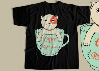 Coffee Meow Cat T-Shirt Design