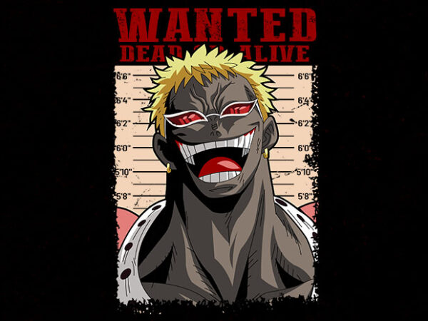 Doflamingo wanted t shirt vector illustration