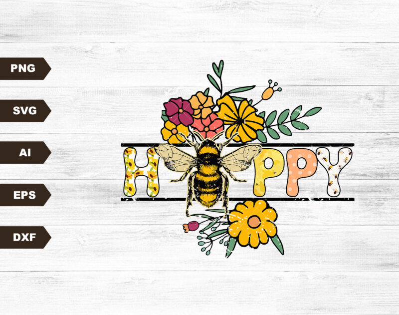 Vintage Sublimations, Designs Downloads, Bee Happy, SVG, Clipart, Shirt Design Sublimation Downloads, Bee Kind T-shirt, Retro Sublimations