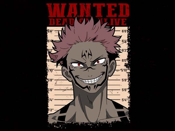 sukuna wanted t shirt template vector sukuna wanted t shirt template vector