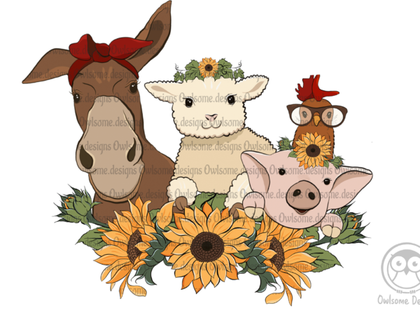 Animals farm sublimation t shirt vector