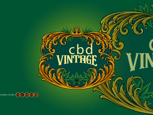 Luxury frame vintage cannabis flourish illustrations t shirt vector graphic