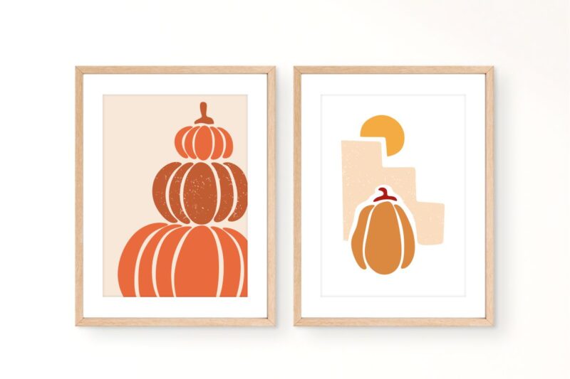 Fall Boho Wall Art, Pumpkin Abstract Art for Wall Decor, Pumpkin Digital Art