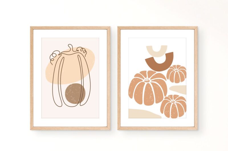 Fall Boho Wall Art, Pumpkin Abstract Art for Wall Decor, Pumpkin Digital Art