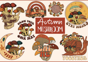 Autumn Mushroom Sublimation Bundle t shirt vector