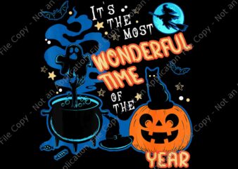 It’s the Most Wonderful Time of the Year Halloween Vintage Png, Halloween Png, Black Cat Halloween Png, Pumpkin Png t shirt design for sale