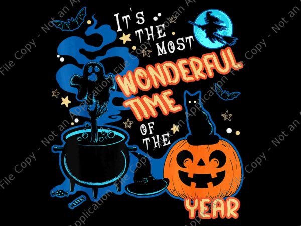 It’s the most wonderful time of the year halloween vintage png, halloween png, black cat halloween png, pumpkin png t shirt design for sale