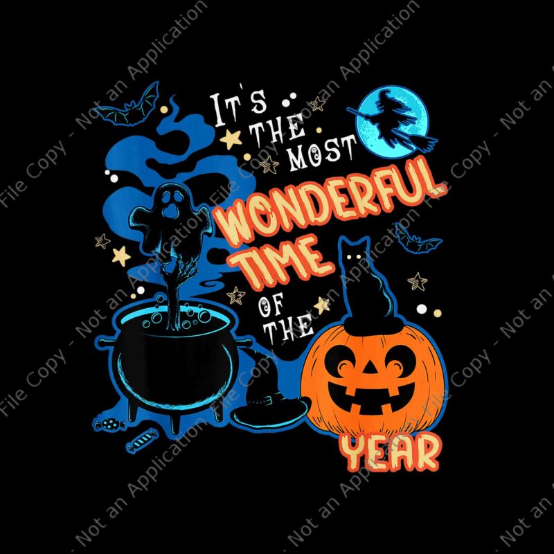 It’s the Most Wonderful Time of the Year Halloween Vintage Png, Halloween Png, Black Cat Halloween Png, Pumpkin Png