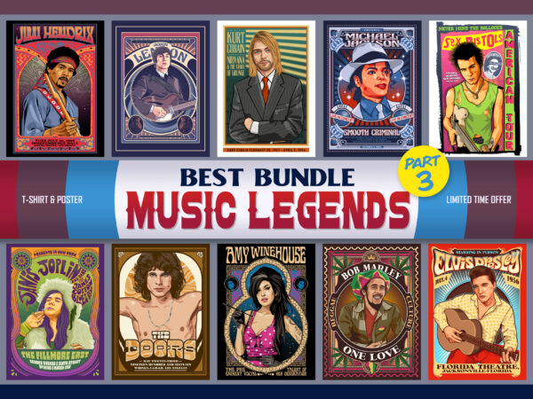 Best bundle music legends part 3 t shirt template