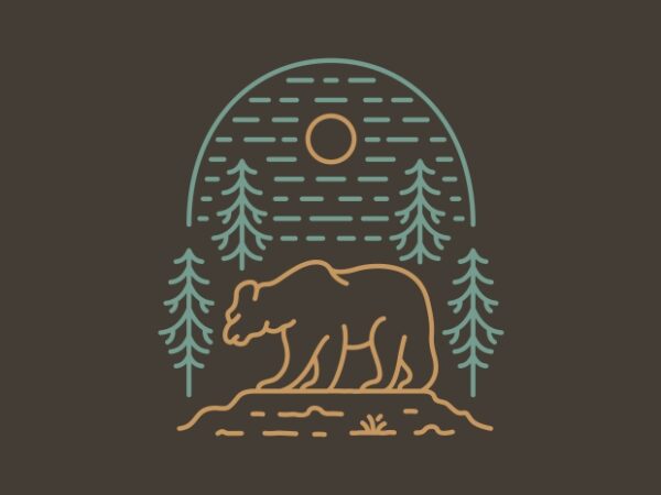 Wild bear forest 2 t shirt design for sale