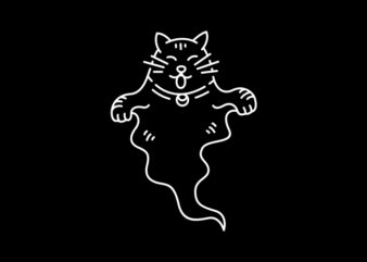 Cute Cat Ghost t shirt vector file