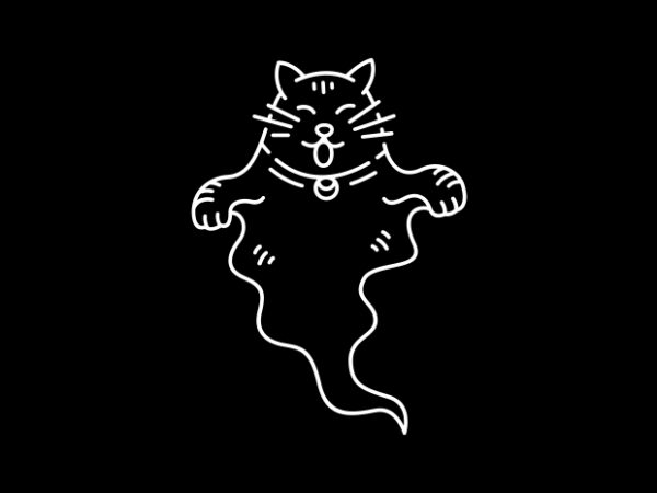 Cute cat ghost t shirt vector file