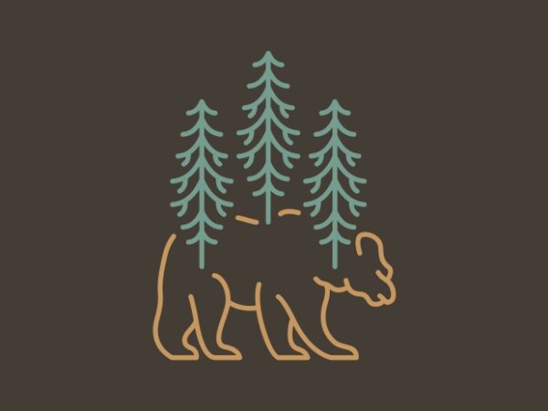 Wild bear forest 1 t shirt design for sale