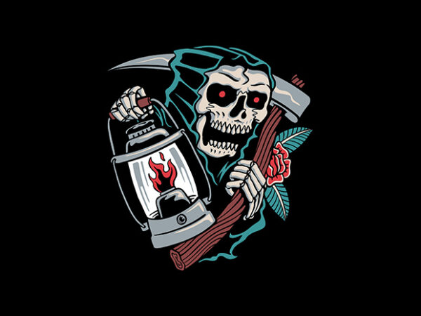 Grim reaper lantern t shirt design template