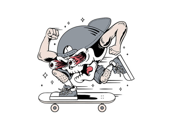 Skull skateboarding t shirt template vector