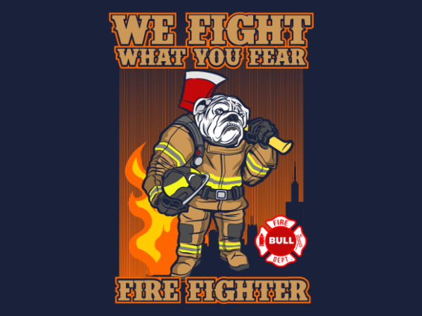 Bulldog fire fighter t shirt template