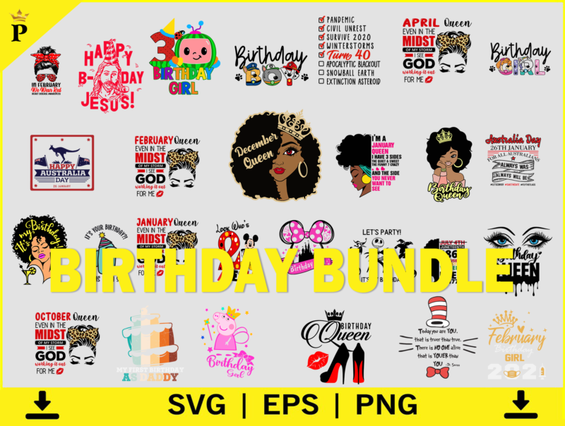 Birthday SVG Bundle, Birthday Princess Svg, Birthday Queen Svg, Birthday Squad Svg, Shirt, Birthday King, Drip Cut File Silhouette Cricut