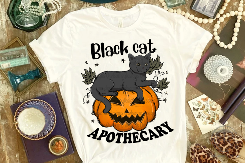 Black Cat Pumpkin Sublimation Designs