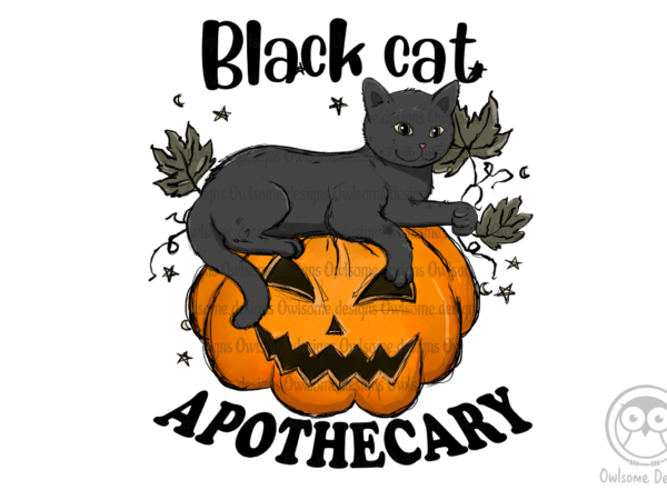 Black cat pumpkin sublimation designs