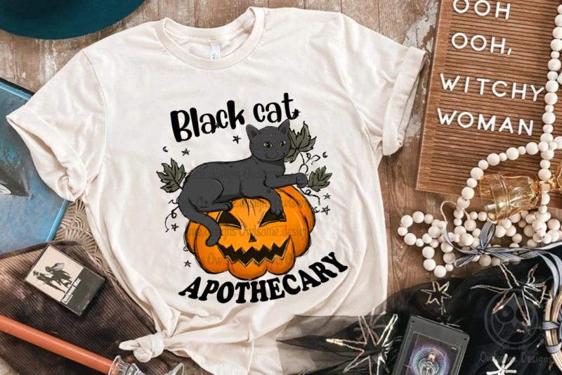 Black Cat Pumpkin Sublimation Designs