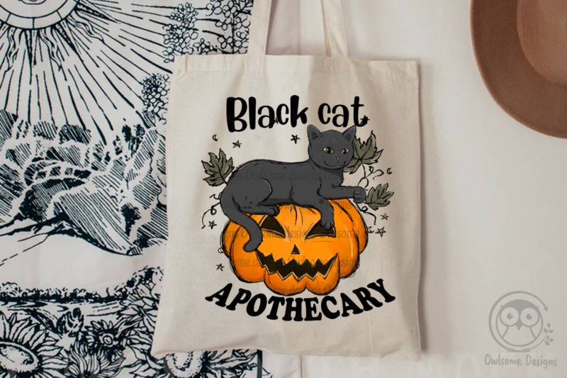 Black Cat Pumpkin Sublimation Designs