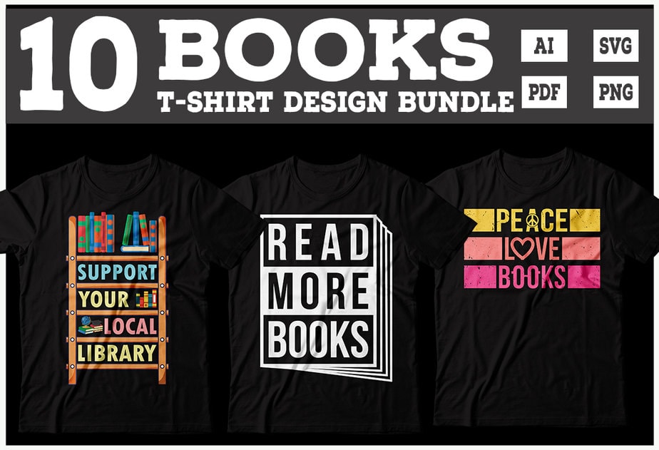 Books tshirt Design Bundle, Books Bundle, Book tshirt, Book typography