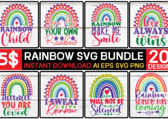Rainbow Svg Bundle,Rainbow SVG, Rainbow SVG Bundle, Rainbow png, Colorful Rainbow Svg, Rainbow Clipart, Png Dxf Pdf, Cut Files for Cricut,Bright Rainbow SVG,Colorful Rainbow,Cut files,Kids,Birthday,EPS,PNG,Printable,Cricut,Silhouette,Commercial use,Instant download_CF66,Boho Rainbow SVG Bundle,Rainbow t shirt design online
