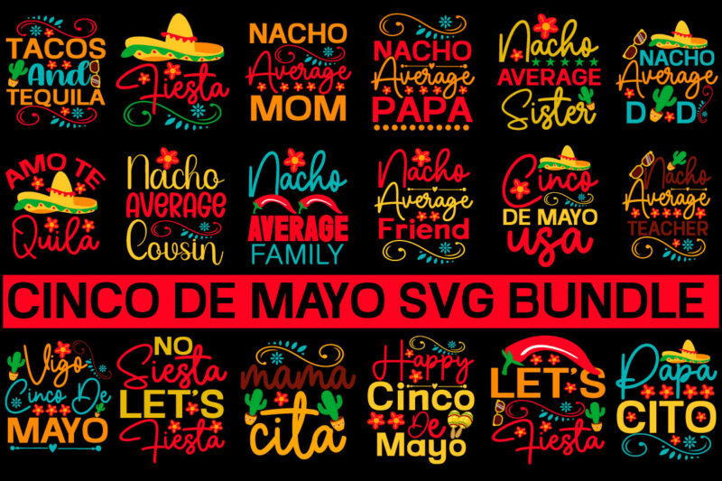 Cinco De Mayo Svg bundle , Cinco de Mayo Svg, Happy Cinco De Mayo Svg, Dxf, Eps, Png, Fiesta Sayings Cut Files, Mexico Svg, Cactus Clipart, Kids Svg, Silhouette Cricut,Cinco