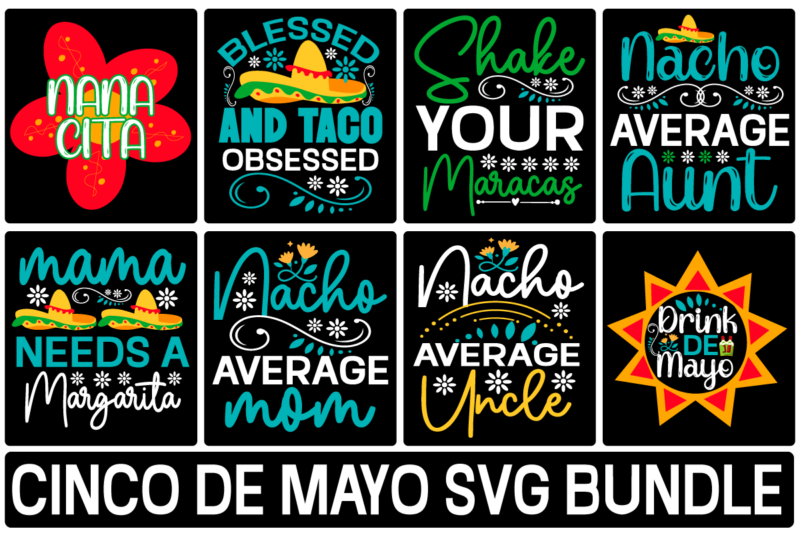 Cinco De Mayo Svg bundle , Cinco de Mayo Svg, Happy Cinco De Mayo Svg, Dxf, Eps, Png, Fiesta Sayings Cut Files, Mexico Svg, Cactus Clipart, Kids Svg, Silhouette Cricut,Cinco