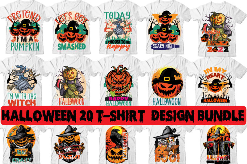 Halloween 20 T-shirt Design Bundle,Halloween svg bundle , good witch t-shirt design , boo! t-shirt design ,boo! svg cut file , halloween t shirt bundle, halloween t shirts bundle, halloween