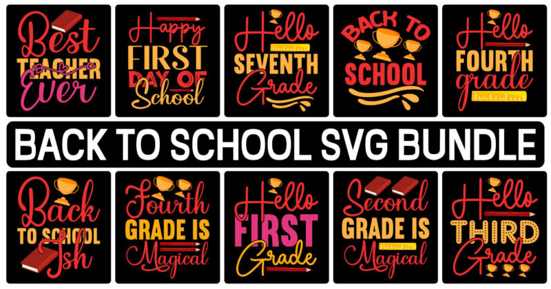 Back To School SVG Bundle, Teacher Svg, monogram svg, school bus svg, Book, 100th days of school, Kids Cut Files for Cricut, Silhouette, PNG,Hello School SVG Bundle, Back to School