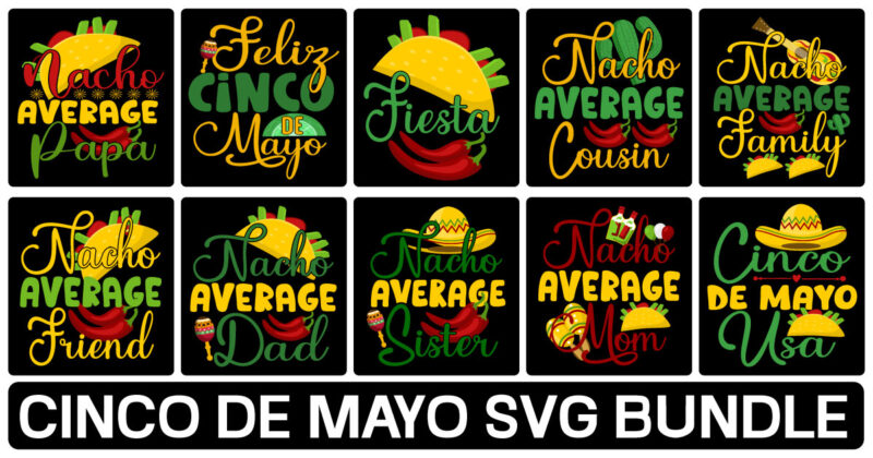 Cinco De Mayo Svg bundle , Cinco de Mayo Svg, Happy Cinco De Mayo Svg, Dxf, Eps, Png, Fiesta Sayings Cut Files, Mexico Svg, Cactus Clipart, Kids Svg, Silhouette Cricut,Cinco