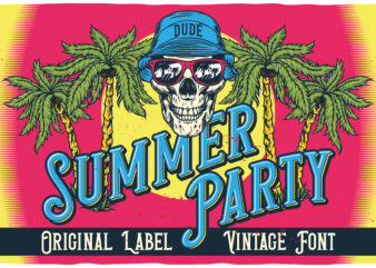 Summer Party Font & 10 t-shirt Designs