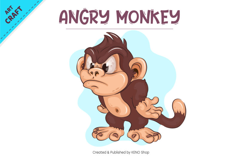 Cartoon Angry Monkey. Crafting, Sublimation.