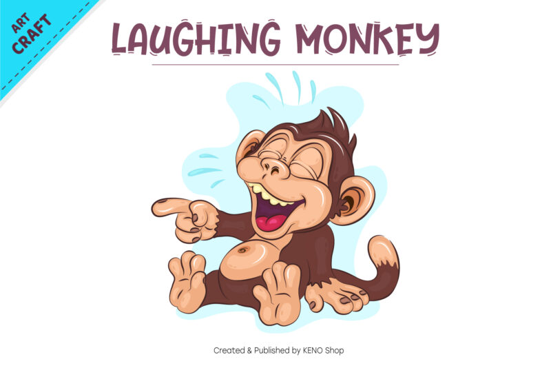 Cartoon Laughing Monkey. Crafting, Sublimation.
