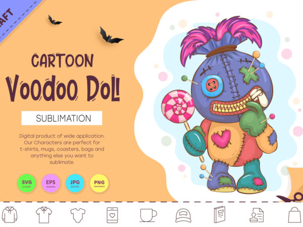 Cartoon voodoo doll. crafting, sublimation. t shirt vector file