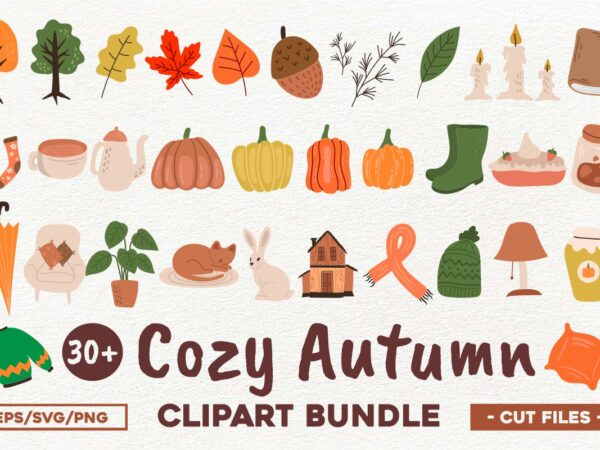 Cozy autumn clipart bundle, cute fall clipart bundle t shirt vector file