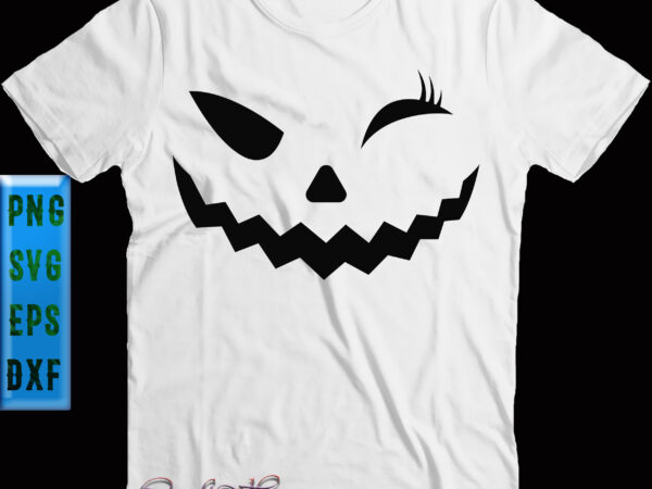 Cute pumpkin wink eye t shirt design, halloween svg, cute pumpkin