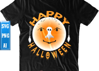 Moon in Halloween night t shirt design, Happy Moon Svg, Moon Svg, Halloween Svg, Halloween Night, Ghost svg, Pumpkin svg, Hocus Pocus Svg, Witch svg, Witches, Spooky, Halloween Party, Spooky