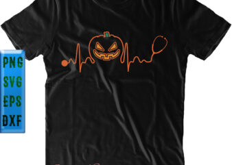 Heart beat Halloween Svg, I Love Halloween, Heart beat Pumpkin t shirt design, Halloween Svg, Halloween Night, Pumpkin Svg, Witch Svg, Ghost Svg, Halloween vector, Witches, Spooky, Halloween Party, Spooky