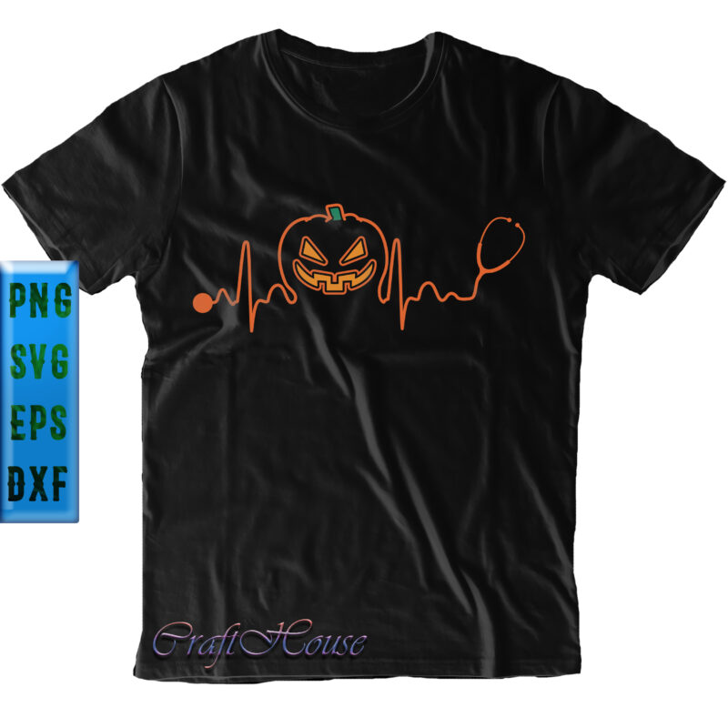 Heart beat Halloween Svg, I Love Halloween, Heart beat Pumpkin t shirt design, Halloween Svg, Halloween Night, Pumpkin Svg, Witch Svg, Ghost Svg, Halloween vector, Witches, Spooky, Halloween Party, Spooky