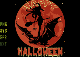 Bats and Witches fly in Halloween night, Bat flying, Halloween Svg, Halloween vector, Witch svg, Witches, Spooky, Trick or Treat, Pumpkin, Halloween Night