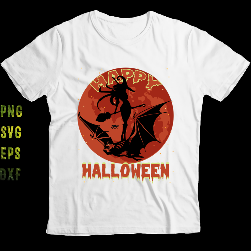 Bats and Witches fly in Halloween night, Bat flying, Halloween Svg, Halloween vector, Witch svg, Witches, Spooky, Trick or Treat, Pumpkin, Halloween Night